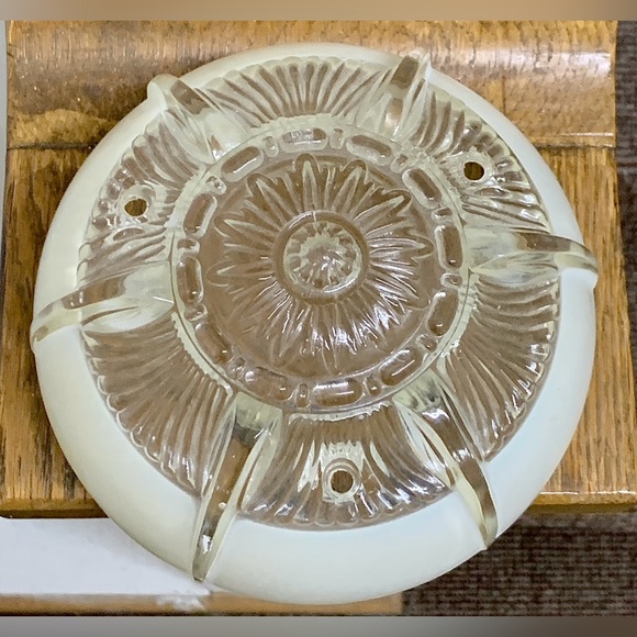 1920s 1930s Antique Art Deco Frosted Glass 3 Hole Canopy Light Shade Diffuser - Picture 15 of 16